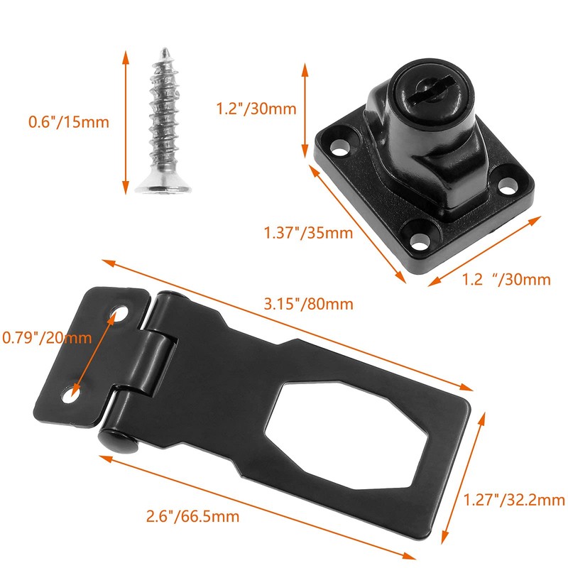 Jiozermi 2 Packs 2.5 Inch Hasp Lock With Keys, Stainless