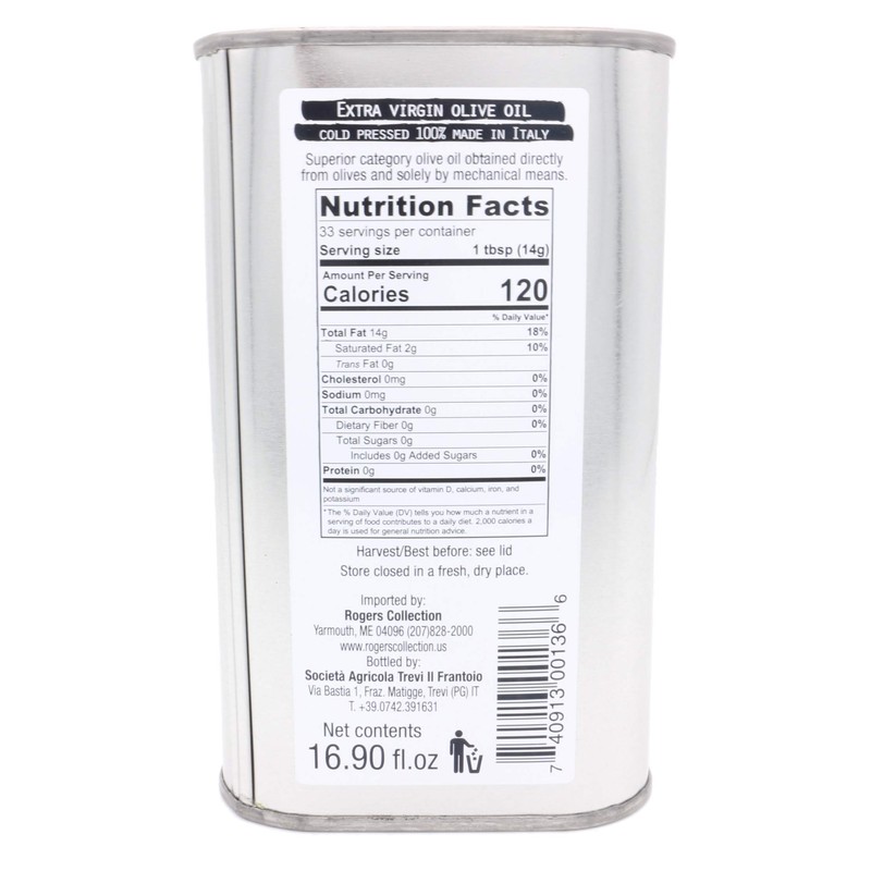 Flaminio Fruttato Extra Virgin Olive Oil, Cold Pressed, Product of