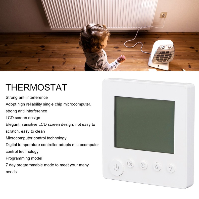 16A Intelligent Electric Heating Thermostat LCD Digital Display Key Thermostat