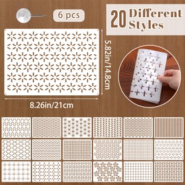 URROMA Plastic Sewing Templates, 20Pcs Large Size Rectangular Embroidery Pattern Stabilizer