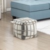 Lexicon Pouf Ottoman, Square Ottoman Foot Rest, Jacquard Fabric Pouf,