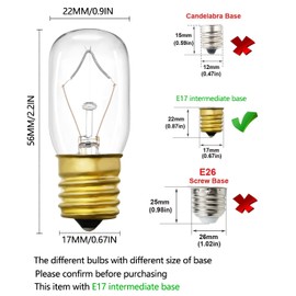 Light Bulb for Whirlpool Microwave - Microwave Light Bulb Fits for Whirlpool Maytag GE Amana Over The Range Hood Microwave, Dimmable with 125V 40W E17 Base, Kitchen Night Light, Repalce 8206232A