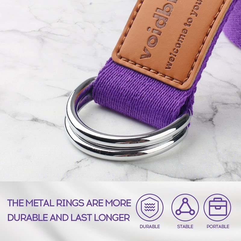 voidbiov D-Ring Buckle Yoga Strap 1.85 or 2.5M, Durable Cotton
