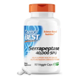 Serrapeptase 40,000 SPU  Enzima Serrapeptasa con Calcio  90 Cpsulas Vegetales  Suplemento Vegano  Frmula con Serrateric                               