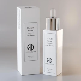 30 ml ELIXIR by Aurea Derma, Bio Vitamin C and Hyaluronic Acid Serum Anti-Wrinkles, Anti-Smudges, Brightening, and Anti-Aging, Ideal as Eye Contour and Neck Cream