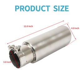 KHK 3" Inlet 4" Outlet 12" Overall Length Diesel Exhaust Tips,Honeycomb Design Double Wall Stainless Steel 3" to 4" Exhaust Tip Bolt-On Truck Tailtip, Universal for Trucks & Cars -Siver Powder Coated