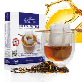 finum® 100 TEA FILTERS + Stick Tea Bags For Loose Tea Made Of Paper Biodegradable Tea Filter Paper FSC Certified Filter Bags For Cups
