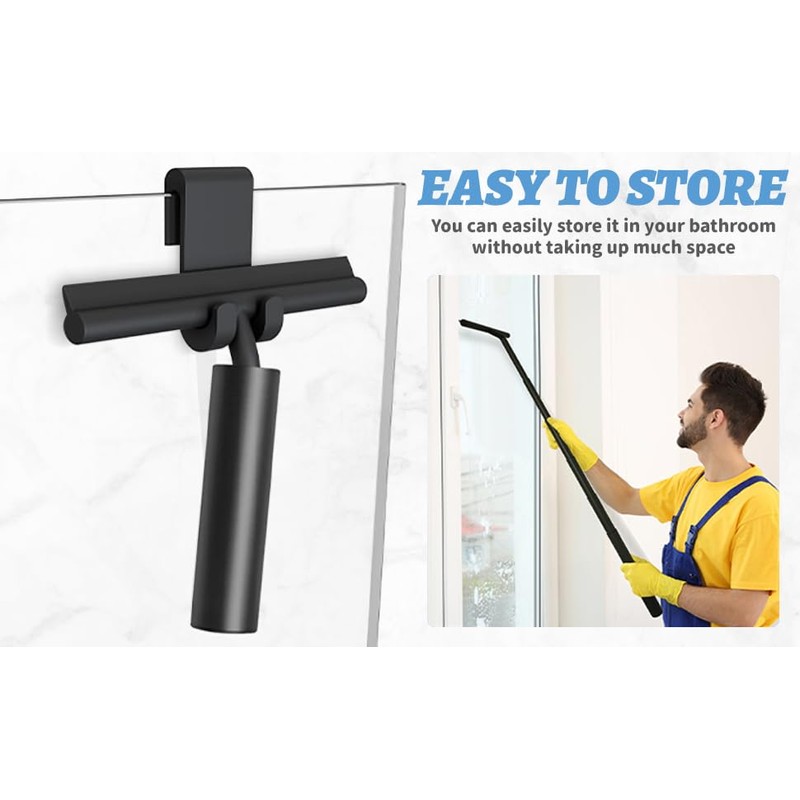 Upgraded 2 in 1 Extendable Shower Squeegee for Glass Doors,