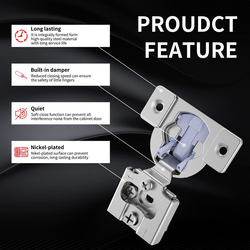 OWODI 40 Pack Soft Close Cabinet Hinges 1/2 inch Overlay
