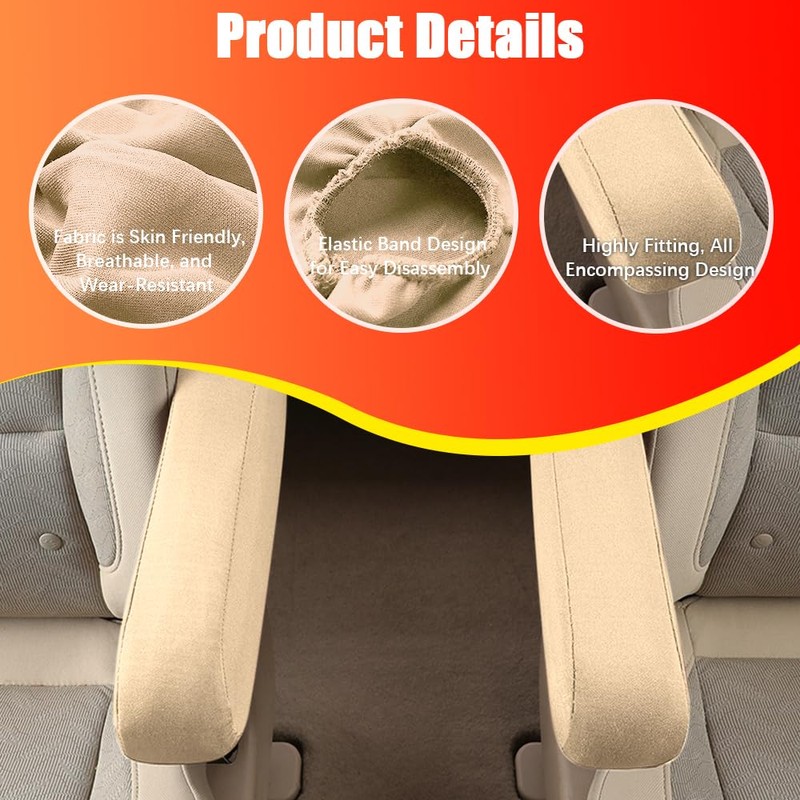 Smeyta 2PC Car Front Seat Armrest Covers,Universal Size Seat Arm