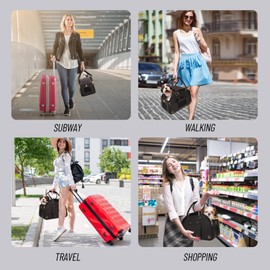 Johomviin Dog Carrier, Cat Carrier, Pet Carrier, Foldable Premium PU Leather Dog Purse, Portable Tote Bag Carrier for Small to Medium Cats and Small Dogs（Black-Medium）