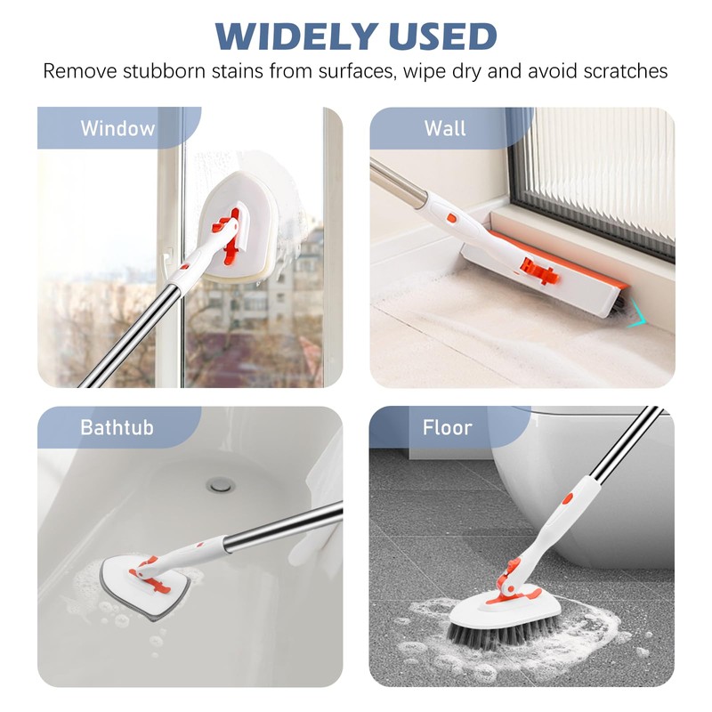 SetSail 4-in-1 Tile Tub Floor Scrubber with 52-inch Adjustable Long