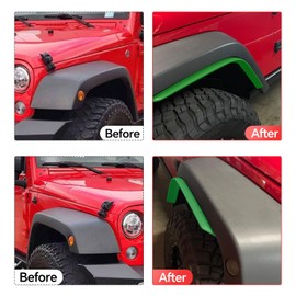 Pack of 4 ront & Rear Fender Flare Extension Off-Road Wheel Flare Liner with Plastic Rivet Gun for Jeep Wrangler JK/JKU 2007-2018 On Wider Tires