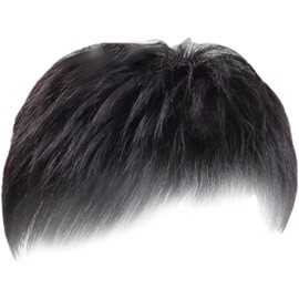 Tupé de cabello para hombres, tupé de reemplazo frente alambre natural alta temperatura, pieza cabello corto negro sin costuras para hombres