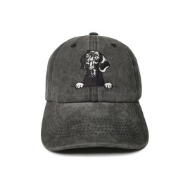 ZKFE Dog Doxie Lover Gift, Embroidered Dachshund Baseball Hat for Men Women, Washed Black Adjustable Cap, Embroidery Dad Hat