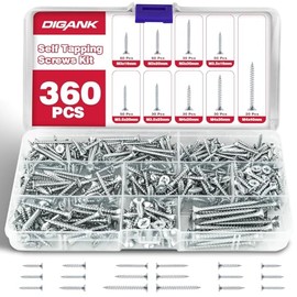 360 Pcs Wood Screws Assortment, M3 M3.5 M4 Countersunk Cross Self Tapping Screws for Plastic DIY Woodworking Furniture Sleeper Decking Concrete Masonry ScrewsSilver