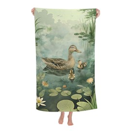 VANZEV Duck Beach Towel 31inx51in, Wildlife Sand-Free Microfiber Bath Towel Ultra Soft Quick Dry Pool Towel Absorbent Towel Lightweight Towel for Swimming Bathroom Decor