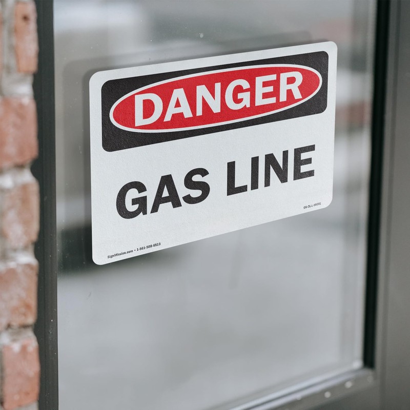 Gas Line OSHA Danger Vinyl Decal Label 14 Inch x