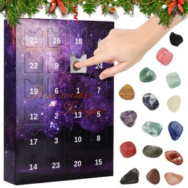 VEQENIFY Advent Calendar Crystals for Children, 24 Gemstones and Stones Collecting, Advent Calendar Best Gift, Christmas Countdown Calendar for Boys, Girls and Children's Birthday Party Favours