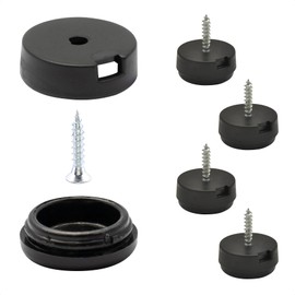 Wagner QuickClick® Plastic Furniture Gliders Chair Glides Set of 4 for Screwing on - 4 x Base + Screw + Sliding Insert Interchangeable - Plastic Black - Diameter 20 mm - Made in DE - 15830100