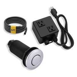 BESTILL Garbage Disposal Air Switch Kit with Dual Outlet, 3.6" Long Sink Top On/Off Push Button for Food Waste Disposer, Brass Made Cover, Polished Chrome