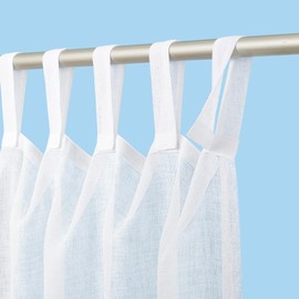 No. 918 Amina Open Weave Indoor/Outdoor Sheer Tab Top Curtain Panel, White, 50" W x 108" L (1 Panel)