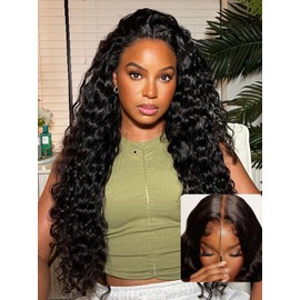 Nadula Bye Bye Knots Glueless Wig Water Wave 7x5 Lace Front Wigs Human Hair Wet and Wavy Put on and Go Pre Everything Wig Pre Plucked/Cut/Bleached 150% Density 20 inch