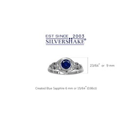 Silvershake Created Blue Sapphire White Gold Plated 925 Sterling Silver Celtic Knot Ring Size 9.5