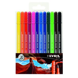 LYRA Graduate Synthetic Fine Tip Fineliner, 12 Pieces in Assorted colours, Ideal for Students and Schools