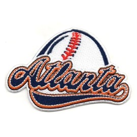 Generic Smc Store City of Atlanta Logo Patch Embroidery Baseball Fan Favorite Team Iron On Sew On Embroidered Patch, Dark blue