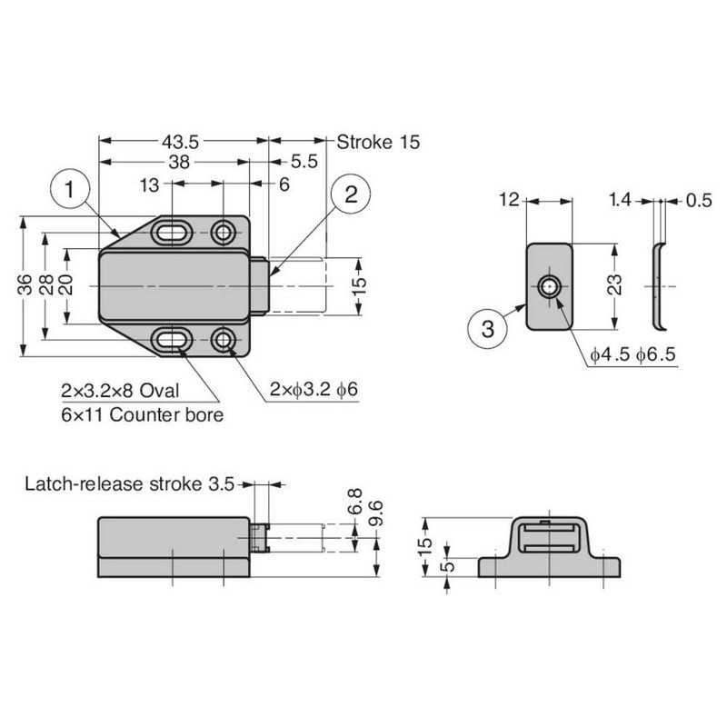 Sugatsune ML-80BR Lamp Stamp Magnet Latch ML-80BR Brown