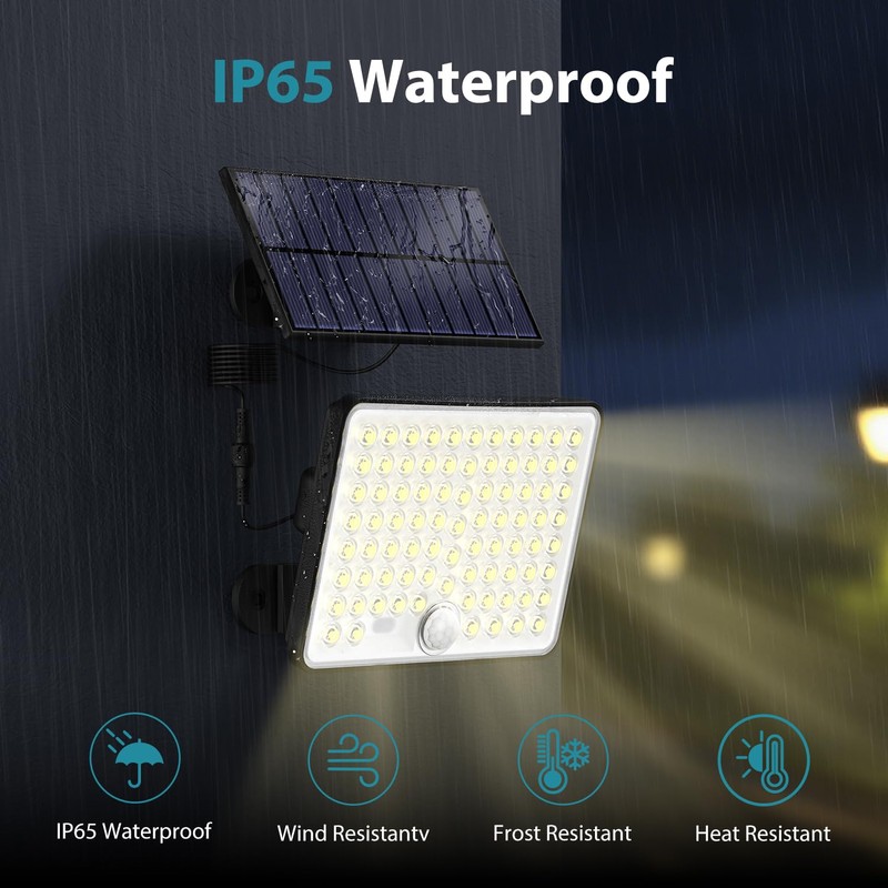 Kolpop Solar Security Lights, 3 Modes Solar Lights Outdoor, Waterproof