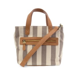 Joy Susan Women's Fashion Purse Awning Stripe Mini Canvas Tote Hand Bag - Neutral