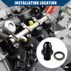 Hihaha Fuel Fitting with Washer/Inner Fuel Line Male Flare Adapter for Car/Durable Aluminum Alloy Metric M12x1.5 to 6AN Male Flare Adapter / 1 Set Black