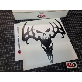 Deer Skull Decals Predator Hunting Stickers Game Hunter Bone Collector Outdoorsman Hunting Accessories (10x10, Matte Blackout)