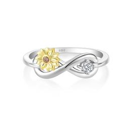 STARCHENIE 925 Sterling Silver Infinity Sunflower Ring for Women Size 9