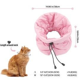 Cat Recovery Collar,Soft Adjustable Cat Cone,Kitten Cone for Cats After Surgery to Stop Licking Scratching,Lightweight Waterproof Fasteners Collars for Cats Kittens Puppies (Pink, M)