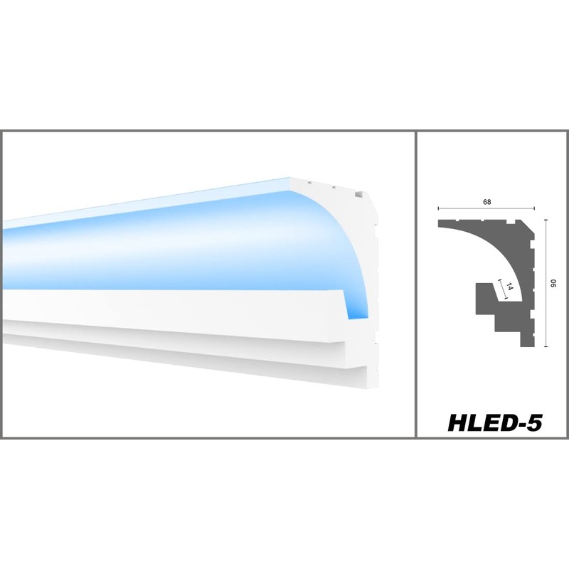 HEXIMO LED Stucco Strips 2-in-1, Indirect Lighting Ceiling Mouldings XPS