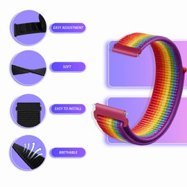 CeiBand Strap for 22 mm, 20 mm, 18 mm, nylon watch straps, replacement strap with Velcro fastener, adjustable watch strap for men and women, colourful