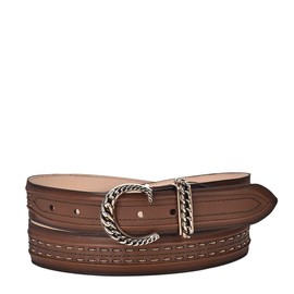 Cuadra women's casual belt in genuine leather with handwoven details brown, CD984RS, Size L