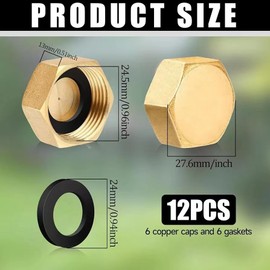 Brass Blanking Caps, Pack of 2 Durable Hex Brass Female Stop Caps (3/4 Inch), Ideal for Plumbing, Washing Machine, Radiator Valves, and Tap Faucets, Secure and Reliable Sealing Solution