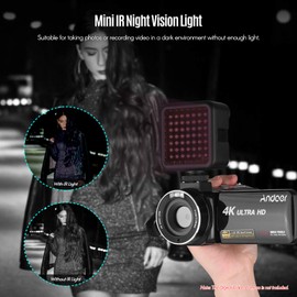 AgoKud Mini IR Night Vision Light Infrared Photography Light for Video Camera Camcorder Built-in Rechargeable Battery with 3 Cold Shoe Mount for Vlog Video Recording