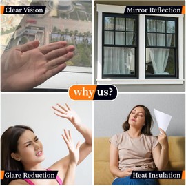 Niviy One Way Privacy Window Film, 24 x 118 Inch Window Tint for Home, Reflective Window Film See Out Not in Heat Blocking Anti UV Mirror Tint with Free Installation Kit, Silver