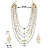 Aheli Kundan Pearl Long Multi Layered Collar Pendientes Set Joyería