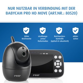 reer Additional Camera for 80520 BabyCam Pro HD Move, Expansion Camera, Wide Angle, Pivoting and Tilting, Night Vision, 4x Zoom