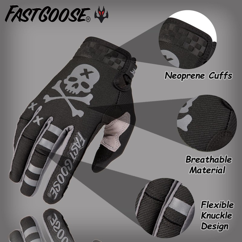 FASTGOOSE Motorcycle Gloves, Smartphone Compatible, Bicycle Gloves, Spring, Summer, Autumn,