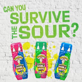 WARHEADS Super Sour Double Drops - Liquid Sour Candy - Blue Raspberry, Green Apple and Watermelon Assorted Flavors - 1.01 oz. Bottles - 12 Pack