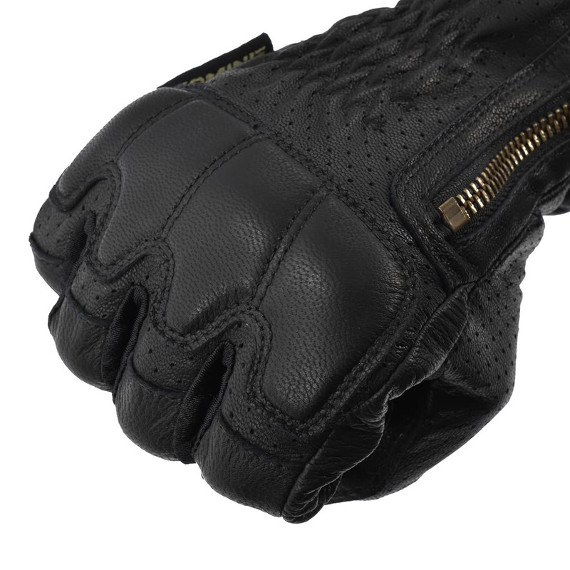 Komine GK-255 Protective Leather Mesh Gloves for Motorcycles Black L