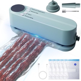Mini Vacuum Sealer Vacuum Sealer Automatic Food Vacuum Sealer, Multifunctional Film Sealer with 3 Function Levels, Portable Vacuum Sealer with 5 Vacuum Bags for Home, Travel