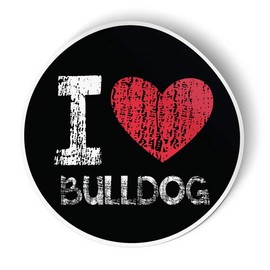 Squiddy I Heart Bulldog - Vinyl Sticker Decal for Phone, Laptop, Water Bottle (2.5" Wide)
